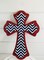 14.5"x10.625 MDF Chevron Cross Sign - Vibrant Red, Navy Blue, and White Design-AB237442